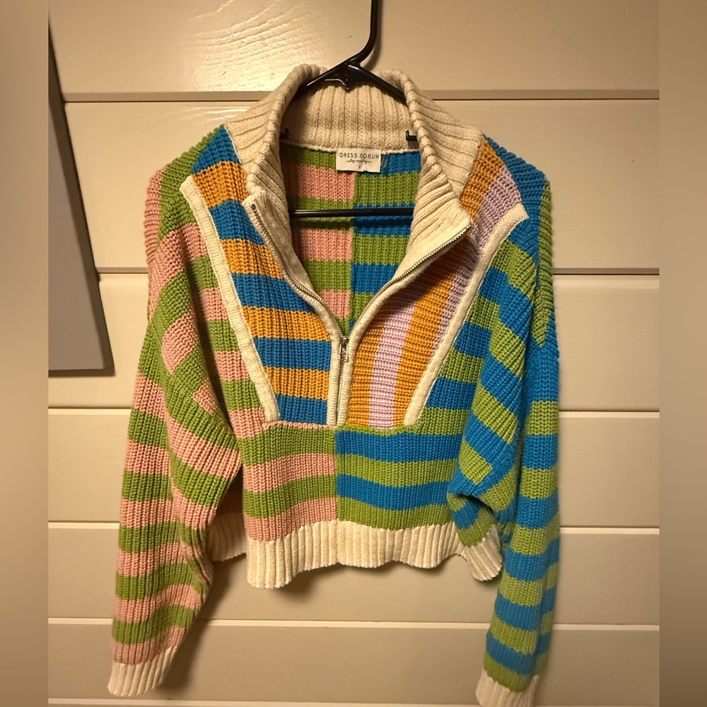 Dress Forum Multicolor Striped Cowl Sweater